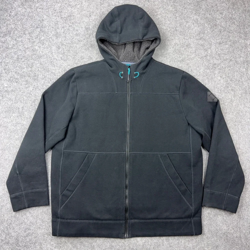 The North Face Hoodie Mens XL Black Sherpa Fleece Lined Full Zip Heavyweight